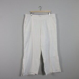 Soft Sorroundings Pull On Wide Leg Pants Women 2X White Full Length Cotton 392